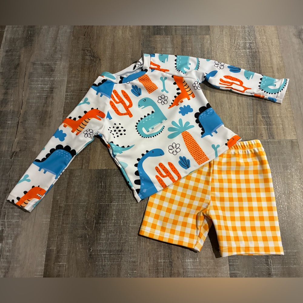 Dinosaur Print Rash Guard Set